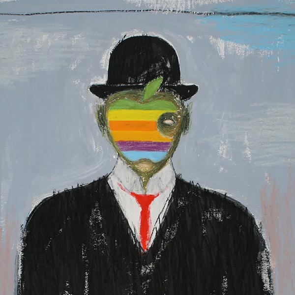 Francesco Betti - The Magritte Experience - tecnica mista su tela, cm 100x100