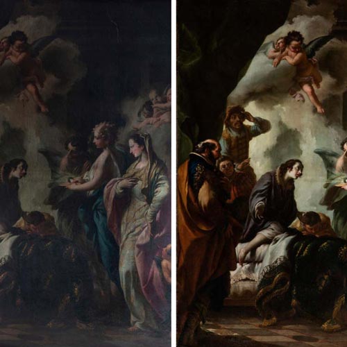 Raggi Giovanni Gerolamo - La Comunione di San Stanislao Kostka - olio su tela, 300 x 250 cm Bergamo, Sant'Alessandro della Croce Restauro affidato da Fondazione Creberg ad Andrea Lutti con la collaborazione di Sabrina Moschitta (Anno 2022) 