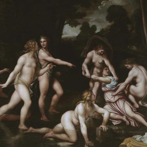 Talpino (Salmeggia Enea) - Diana e Callisto - olio su tela, 121 × 157,5 cm Bergamo, Collezione Credito Bergamasco - Banco BPM Restauro affidato da Fondazione Creberg ad Alberto Sangalli  (Anno 2007) 