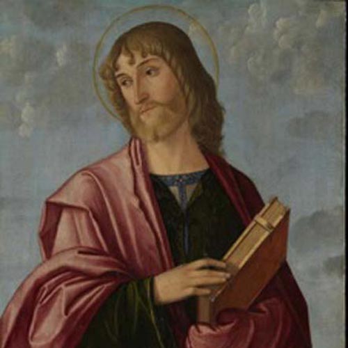 Carpaccio Vittore - San Giovanni evangelista - Polittico di Grumello - tempera/olio su tavola, 97 × 39 cm Grumello de’ Zanchi (Zogno), Santa Maria Assunta Restauro affidato da Fondazione Creberg a Delfina Fagnani - Sesti Restauri con la collaborazione di Roberto Buda - Relart Firenze (per i supporti lignei) (Anno 2020)