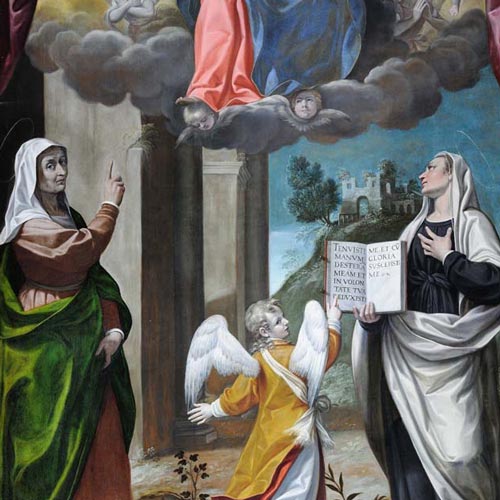 Cavagna Giovan Paolo - Vergine in gloria con le sante Anna e Francesca Romana - olio su tela, 300 × 180 cm Bergamo, Sant’Alessandro in Colonna Restauro affidato da Fondazione Creberg ad Andrea Lutti con la collaborazione di Sabrina Moschitta (Anno 2016)