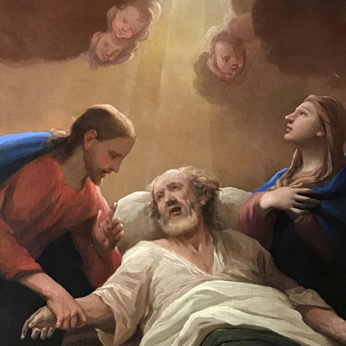 Cifrondi Antonio - Il transito di San Giuseppe - olio su tela, 160 x 160 cm Depositi del Museo di Arte Sacra San Martino di Alzano Lombardo, Bergamo Restauro affidato da Fondazione Creberg a Fabiana Maurizio (Anno 2023)