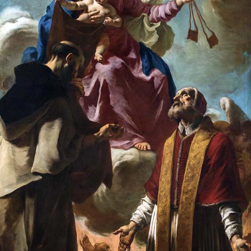 Capella Francesco (Daggiù Francesco) - Madonna del Carmine - olio su tela, 247 × 157 cm Calcinate, Santa Maria Assunta Restauro affidato da Fondazione Creberg a Fabiana Maurizio (Anno 2018)