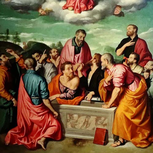 Moroni Giovan Battista - Assunzione di Maria Vergine - olio su tela, 313 × 200 cm Palazzago, San Giovanni Battista Restauro affidato da Fondazione Creberg a Gianbattista Marco Fumagalli (Anno 2021) 